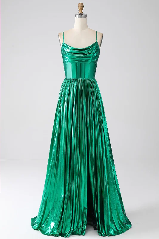 "Bodycon dresses for women to show off curves"A-line Dark Green Corset Prom Dress with Slit "Bodycon dresses for women to show off curves"A-line Dark Green Corset Prom Dress with Slit