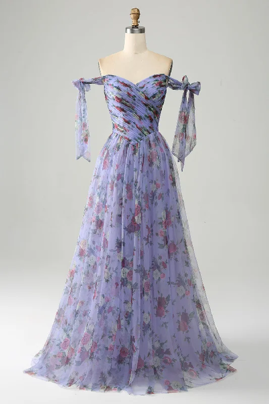 "Bodycon dresses for women to show off curves"A-Line Lavender Printed Adjustable Straps Long Prom Dress "Bodycon dresses for women to show off curves"A-Line Lavender Printed Adjustable Straps Long Prom Dress