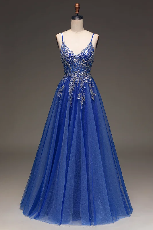 "Work - appropriate dresses for professional women"A-Line Sequins Royal Blue Prom Dress with Appliques "Work - appropriate dresses for professional women"A-Line Sequins Royal Blue Prom Dress with Appliques