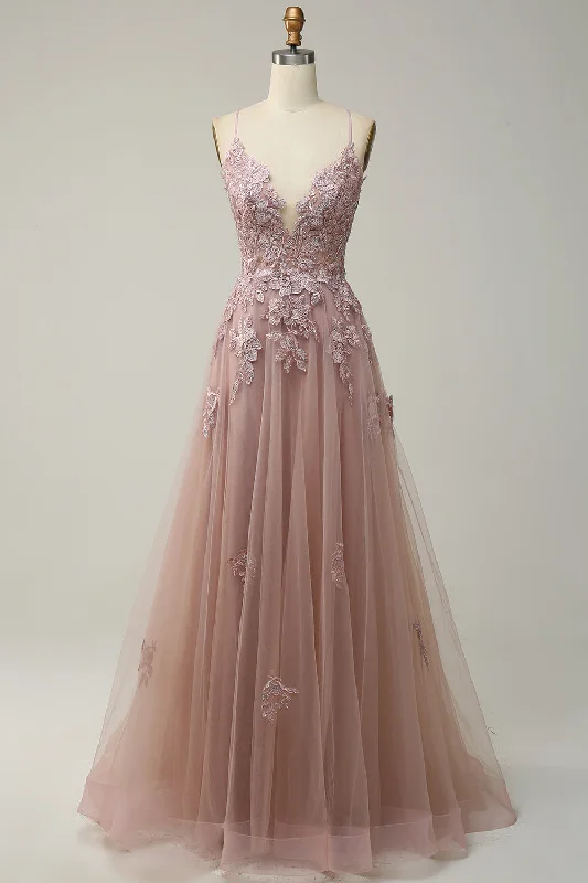 "Exclusive Discount: 30% Off All Women's Dresses for a Limited Period"A Line Spaghetti Straps Blush Long Prom Dress with Appliques "Exclusive Discount: 30% Off All Women's Dresses for a Limited Period"A Line Spaghetti Straps Blush Long Prom Dress with Appliques