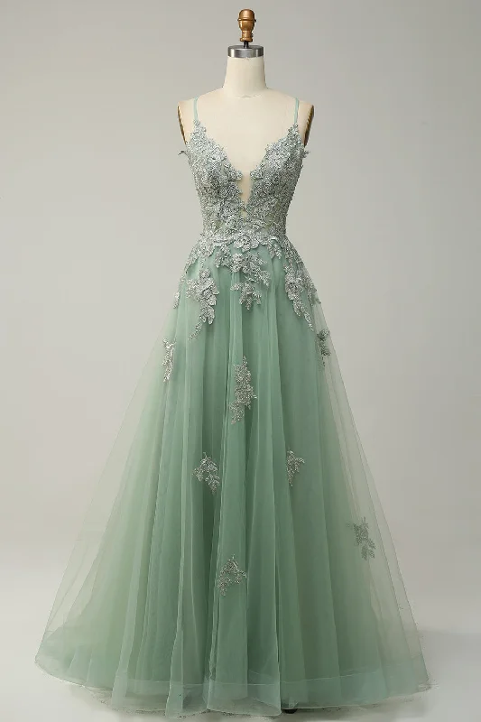 "Wrap dresses for women for an adjustable fit"A Line Spaghetti Straps Green Long Prom Dress with Criss Cross Back "Wrap dresses for women for an adjustable fit"A Line Spaghetti Straps Green Long Prom Dress with Criss Cross Back
