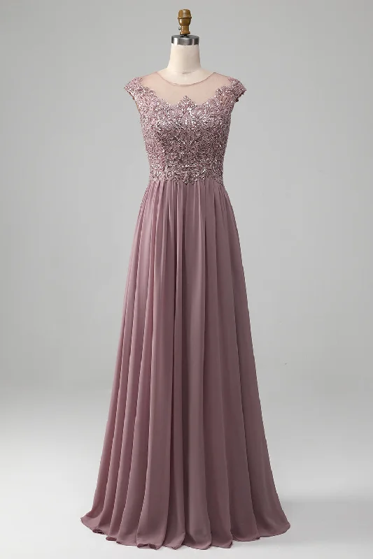 "Sleeveless dresses for women during hot summer days"Dusk A-line Beaded Chiffon Round Neck Maxi Mother of the Bride Dress "Sleeveless dresses for women during hot summer days"Dusk A-line Beaded Chiffon Round Neck Maxi Mother of the Bride Dress
