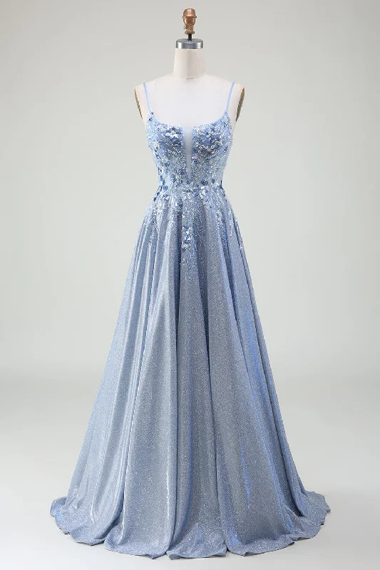 Clearance Sale: Women's Dresses Glitter A-Line Spaghetti Straps Grey Blue Prom Dress Clearance Sale: Women's Dresses Glitter A-Line Spaghetti Straps Grey Blue Prom Dress