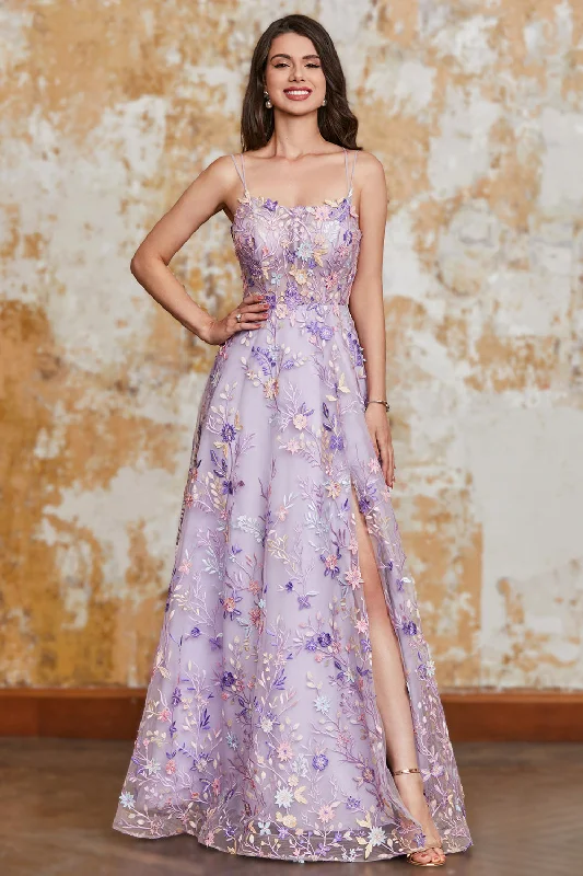 "Mother of the bride dresses for women in elegant styles"Gorgeous A Line Spaghetti Straps Light Purple Long Prom Dress with Appliques "Mother of the bride dresses for women in elegant styles"Gorgeous A Line Spaghetti Straps Light Purple Long Prom Dress with Appliques