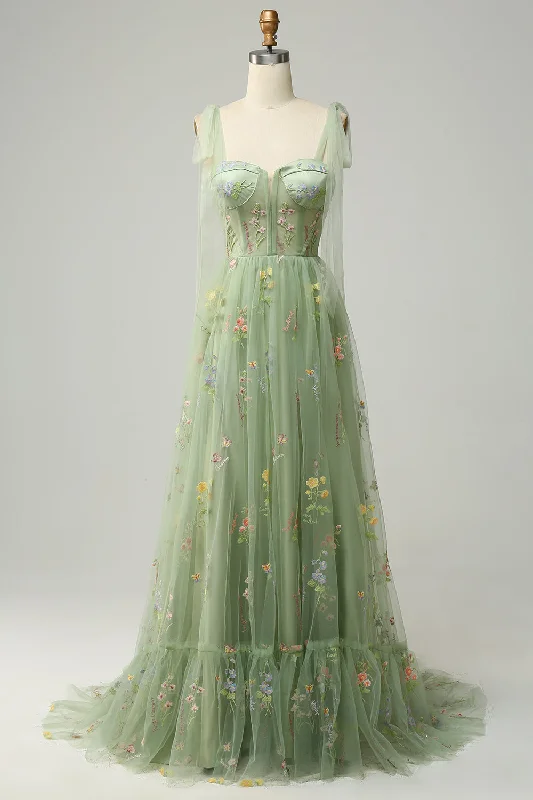 "Trendy casual dresses for women to wear at the beach"Green Tulle A Line Corset Plus Size Prom Dress with Embroidered "Trendy casual dresses for women to wear at the beach"Green Tulle A Line Corset Plus Size Prom Dress with Embroidered