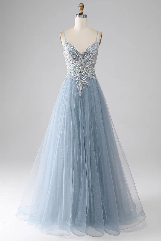 "Buy One, Get One 50% Off on Women's Dresses - Don't Miss Out!"Grey Blue Mermaid Spaghetti Straps Sparkly Sequin Long Prom Dress "Buy One, Get One 50% Off on Women's Dresses - Don't Miss Out!"Grey Blue Mermaid Spaghetti Straps Sparkly Sequin Long Prom Dress