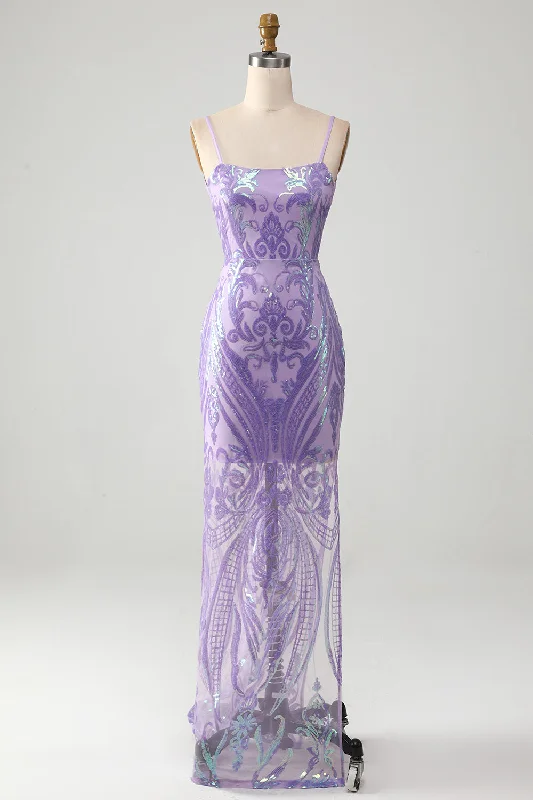 "Off - shoulder dresses for women to show off collarbones"Light Purple Backless Prom Dress with Sequins "Off - shoulder dresses for women to show off collarbones"Light Purple Backless Prom Dress with Sequins