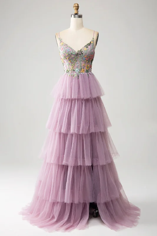 "Buy One, Get One 50% Off on Women's Dresses - Don't Miss Out!"Mauve A-Line Corset Tiered Long Prom Dress With Appliques "Buy One, Get One 50% Off on Women's Dresses - Don't Miss Out!"Mauve A-Line Corset Tiered Long Prom Dress With Appliques