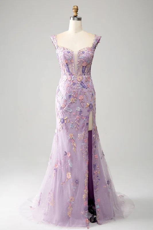 "Flash Sale: Grab Your Favorite Women's Dresses at Unbeatable Prices!"Light Purple Off The Shoulder Long Embroidered Mermaid Prom Dress Slit "Flash Sale: Grab Your Favorite Women's Dresses at Unbeatable Prices!"Light Purple Off The Shoulder Long Embroidered Mermaid Prom Dress Slit