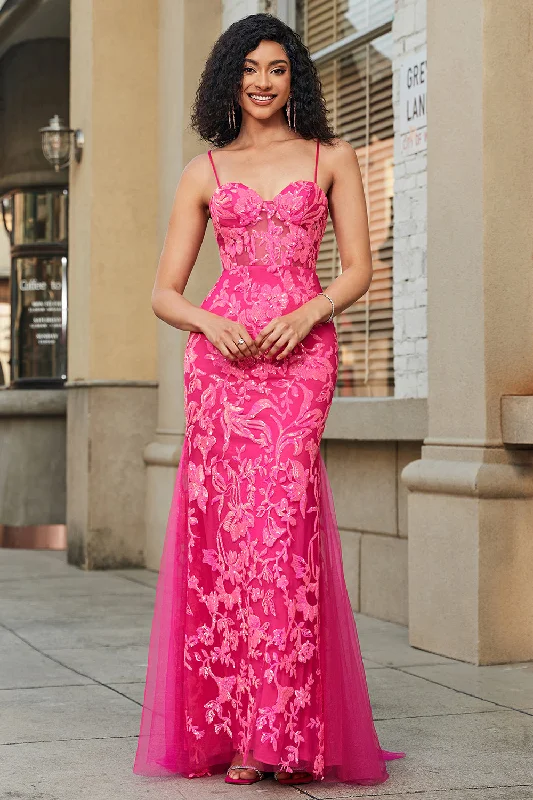 "Mother of the groom dresses for women in sophisticated designs"Mermaid Fuchsia Long Prom Dress with Appliques "Mother of the groom dresses for women in sophisticated designs"Mermaid Fuchsia Long Prom Dress with Appliques