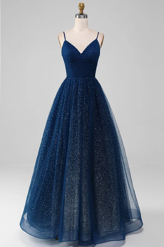 "Black dresses for women for a classic and timeless appearance"Navy Ball-Gown V-Neck Long Beaded Tulle Prom Dresses With Pleated "Black dresses for women for a classic and timeless appearance"Navy Ball-Gown V-Neck Long Beaded Tulle Prom Dresses With Pleated