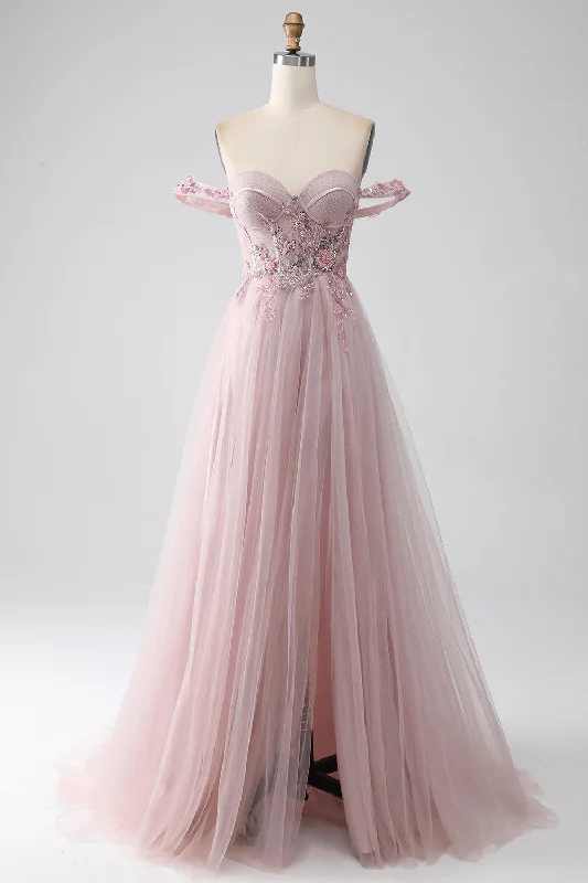 "Bundle and Save: Buy Multiple Women's Dresses and Get a Discount"Off the Shoulder A Line Beaded Prom Dress with Slit "Bundle and Save: Buy Multiple Women's Dresses and Get a Discount"Off the Shoulder A Line Beaded Prom Dress with Slit