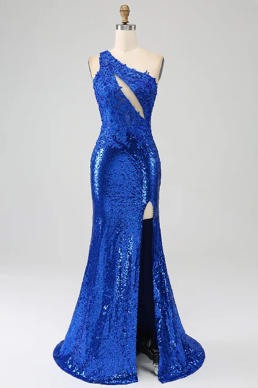 "Exclusive Discount: 30% Off All Women's Dresses for a Limited Period"One Shoulder Royal Blue Mermaid Prom Dress with Slit "Exclusive Discount: 30% Off All Women's Dresses for a Limited Period"One Shoulder Royal Blue Mermaid Prom Dress with Slit