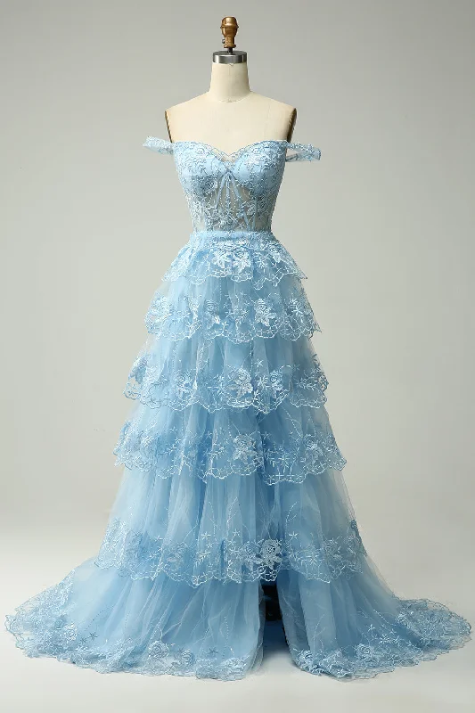"Shirt dresses for women for a smart - casual style"Princess A Line Off the Shoulder Blue Long Prom Dress with Appliques "Shirt dresses for women for a smart - casual style"Princess A Line Off the Shoulder Blue Long Prom Dress with Appliques
