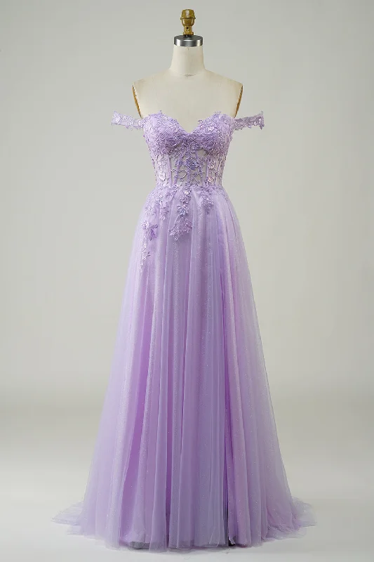 "Denim dresses for women for a casual and cool style"Purple Corset A-Line Long Tulle Prom Dress with Lace "Denim dresses for women for a casual and cool style"Purple Corset A-Line Long Tulle Prom Dress with Lace