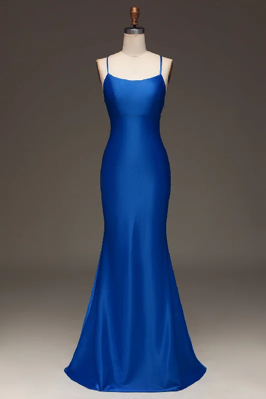 "Long sleeve dresses for women in cold weather"Simple Royal Blue Satin Mermaid Long Prom Dress "Long sleeve dresses for women in cold weather"Simple Royal Blue Satin Mermaid Long Prom Dress