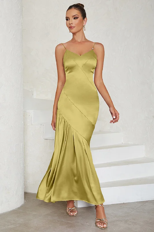 "Simple wedding dresses for women who prefer understated elegance"Spaghetti Straps Light Yellow Formal Dress "Simple wedding dresses for women who prefer understated elegance"Spaghetti Straps Light Yellow Formal Dress