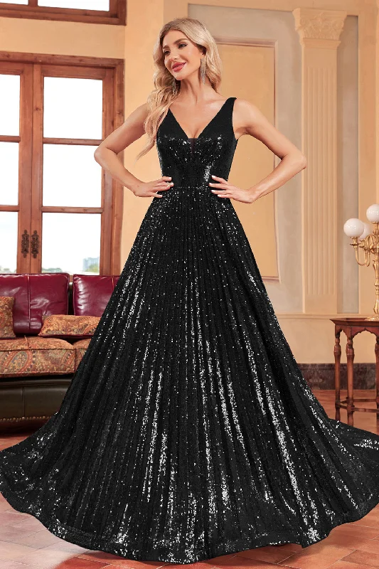 "Mini dresses for women for a youthful and trendy look"Sparkly A-Line Black Prom Dress with Sequins "Mini dresses for women for a youthful and trendy look"Sparkly A-Line Black Prom Dress with Sequins
