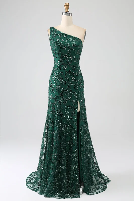 "Mother of the bride dresses for women in elegant styles"Sparkly Dark Green Beaded Long Mermaid Lace Prom Dress with Slit "Mother of the bride dresses for women in elegant styles"Sparkly Dark Green Beaded Long Mermaid Lace Prom Dress with Slit