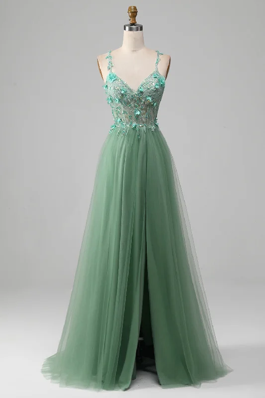 "Vintage - look women's dresses for a retro charm"Sparkly Green A-Line Spaghetti Straps Corset Prom Dress With Appliques "Vintage - look women's dresses for a retro charm"Sparkly Green A-Line Spaghetti Straps Corset Prom Dress With Appliques