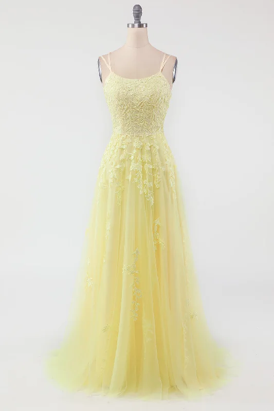 "Plus size formal dresses for women for special events"Yellow Spaghetti Straps Prom Dress "Plus size formal dresses for women for special events"Yellow Spaghetti Straps Prom Dress