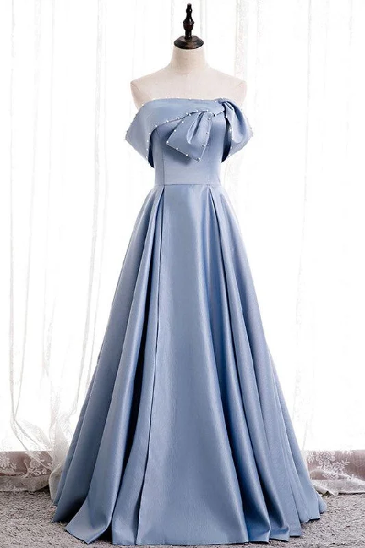 "Bohemian - style women's dresses for music festivals"A-line Off-the-shoulder Beaded Satin Prom Dress With Beading PSK288 "Bohemian - style women's dresses for music festivals"A-line Off-the-shoulder Beaded Satin Prom Dress With Beading PSK288