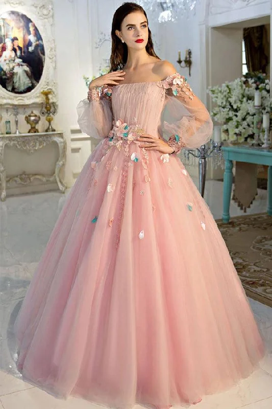 "Buy One, Get One 50% Off on Women's Dresses - Don't Miss Out!"A-line Pink Off The Shoulder Long Prom Dress Sweet Evening Dress PSK286 "Buy One, Get One 50% Off on Women's Dresses - Don't Miss Out!"A-line Pink Off The Shoulder Long Prom Dress Sweet Evening Dress PSK286
