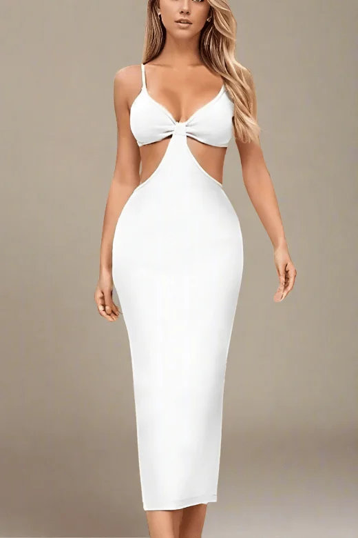 "Smart casual dresses for women for work - to - weekend transitions"Aria Bodycon Day Maxi Dress - Pearl White "Smart casual dresses for women for work - to - weekend transitions"Aria Bodycon Day Maxi Dress - Pearl White