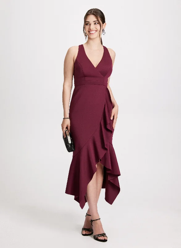 "Sustainable and eco - friendly women's dresses"Asymmetric Ruffle Evening Dress