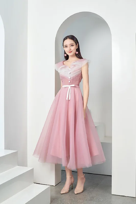 "Maxi dresses for women to wear in the fall"Baskom Fit and Flare Ruffled Organza Midi Dress