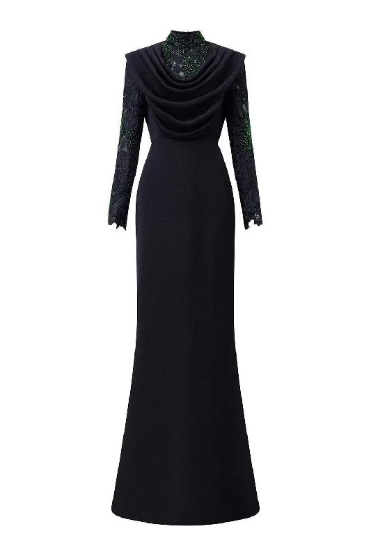 "Stylish cocktail dresses for women on a budget"Cameron Mermaid High Neck Crepe Floor Length Dress "Stylish cocktail dresses for women on a budget"Cameron Mermaid High Neck Crepe Floor Length Dress