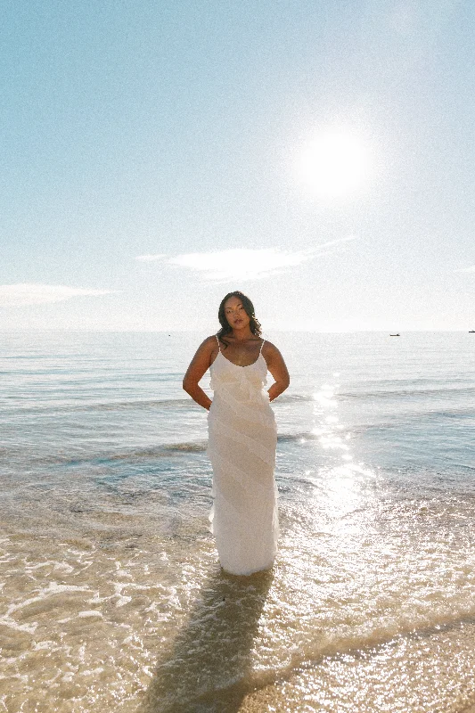 "Shirt dresses for women for a smart - casual style"Ciao Ruffles Maxi Dress - Cloud White