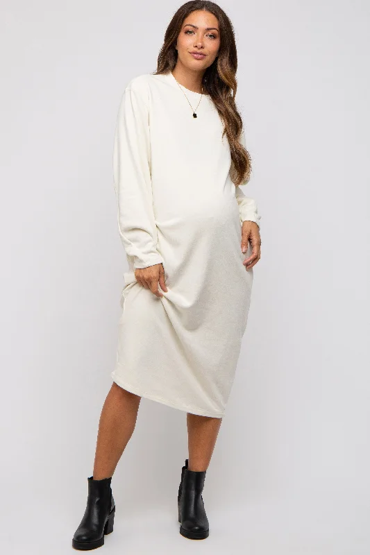 "Bodycon dresses for women to show off curves"Cream Oversized Maternity Sweatshirt Midi Dress "Bodycon dresses for women to show off curves"Cream Oversized Maternity Sweatshirt Midi Dress