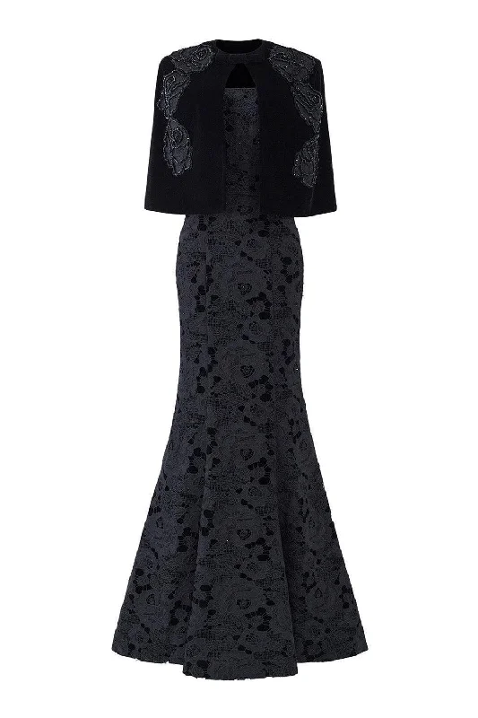 "Stylish cocktail dresses for women on a budget"Dream Mermaid Cape Shoulder Velvet Floor Length Dress "Stylish cocktail dresses for women on a budget"Dream Mermaid Cape Shoulder Velvet Floor Length Dress