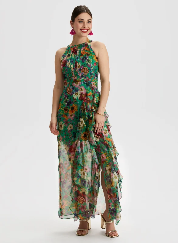 "Short dresses for women for a night out clubbing"Floral Print Chiffon Dress
