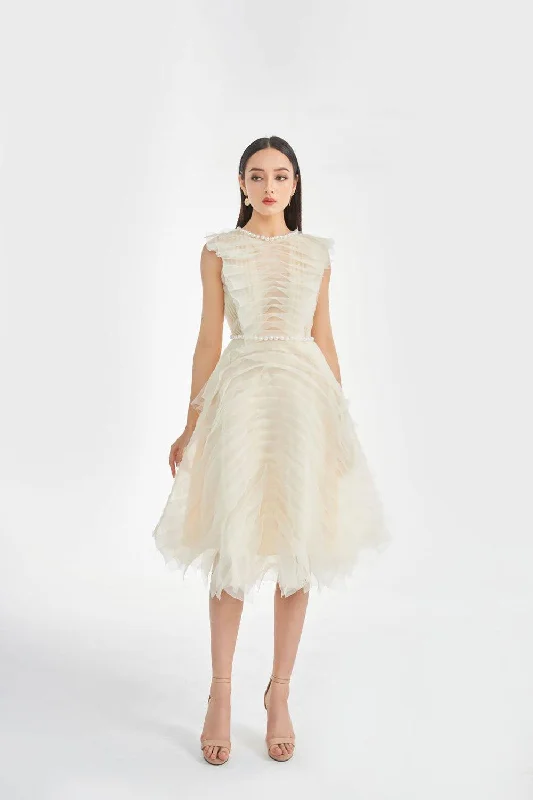 "Ruffled dresses for women for added femininity"Florence A-line Ruffle Layer Organza Midi Dress