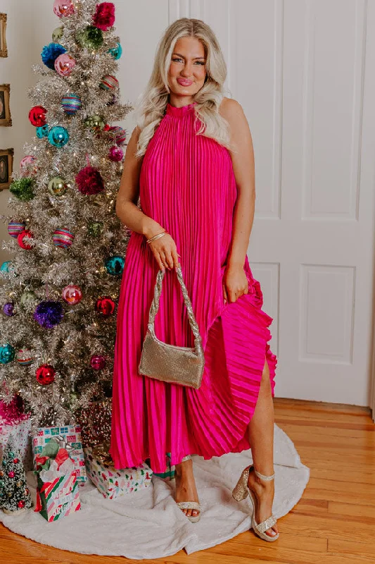 "Mother of the bride dresses for women in elegant styles"Forever Stunning Pleated Maxi In Hot Pink "Mother of the bride dresses for women in elegant styles"Forever Stunning Pleated Maxi In Hot Pink