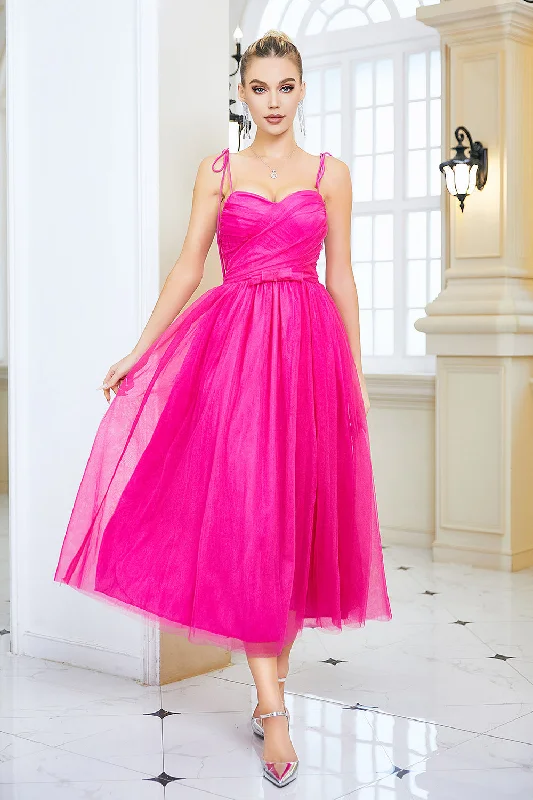 "Black tie dresses for women for formal galas"Fuchsia A Line Spaghetti Straps Prom Dress with Bow "Black tie dresses for women for formal galas"Fuchsia A Line Spaghetti Straps Prom Dress with Bow