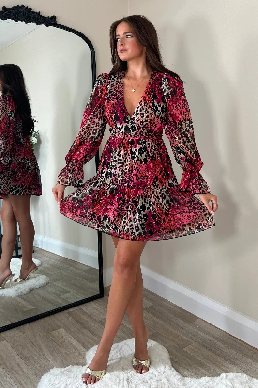 "Mini dresses for women for a youthful and trendy look"Gia Red Animal Mini Dress