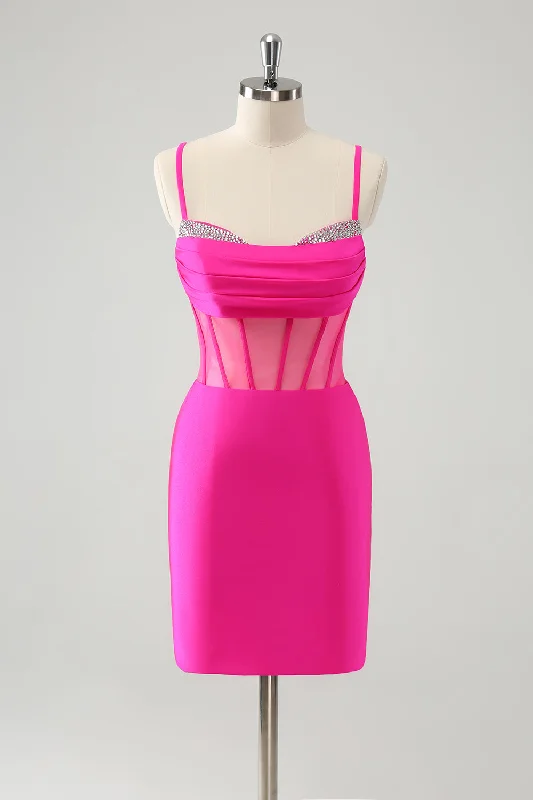 "Hurry! Limited Stock - Get Your Dream Dress with a Special Discount"Glitter Fuchsia Corset Beaded Tight Party Dress "Hurry! Limited Stock - Get Your Dream Dress with a Special Discount"Glitter Fuchsia Corset Beaded Tight Party Dress