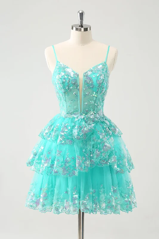 Clearance Sale: Women's Dresses Glitter Green Spaghetti Straps A-Line Sequined Tiered Party Dress Clearance Sale: Women's Dresses Glitter Green Spaghetti Straps A-Line Sequined Tiered Party Dress