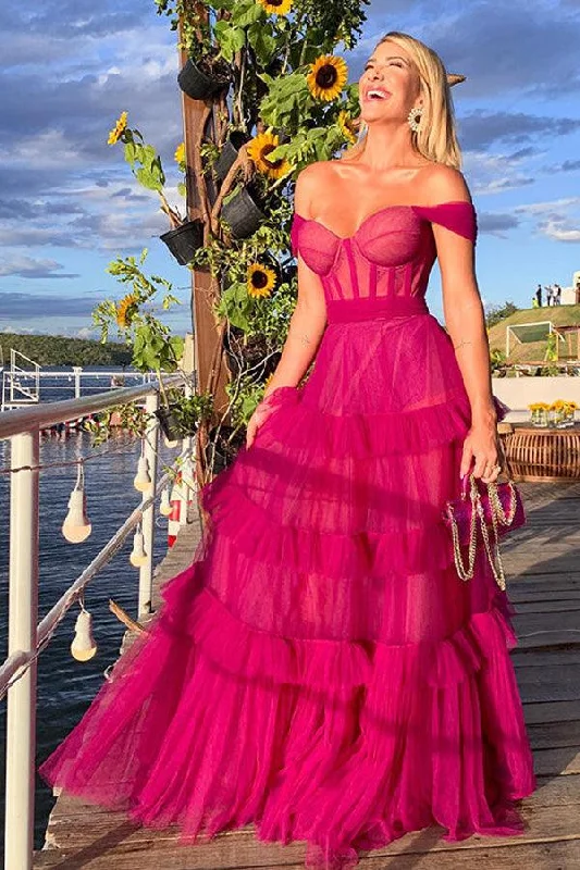 "Bodycon dresses for women to show off curves"Hot Pink Sweetheart Multi Layers Tulle Prom Dresses Formal Dresses PSK310