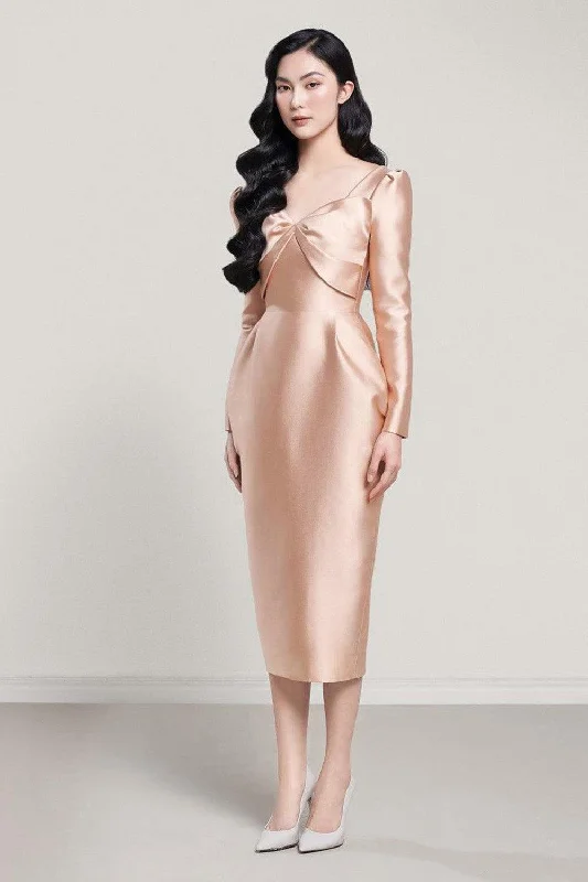 "Exclusive Discount: 30% Off All Women's Dresses for a Limited Period"La Verne Pegged Long Sleeved Taffeta Midi Dress "Exclusive Discount: 30% Off All Women's Dresses for a Limited Period"La Verne Pegged Long Sleeved Taffeta Midi Dress