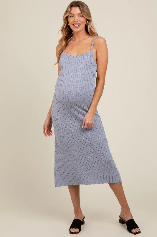 "Mother of the groom dresses for women in sophisticated designs"Light Blue Square Neck Ribbed Sleeveless Maternity Midi Dress "Mother of the groom dresses for women in sophisticated designs"Light Blue Square Neck Ribbed Sleeveless Maternity Midi Dress