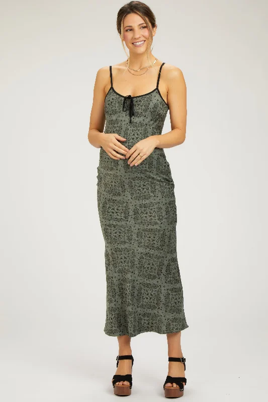 "Off - shoulder dresses for women to show off collarbones"Light Olive Floral Paisley Velvet Tie Satin Maternity Midi Dress "Off - shoulder dresses for women to show off collarbones"Light Olive Floral Paisley Velvet Tie Satin Maternity Midi Dress