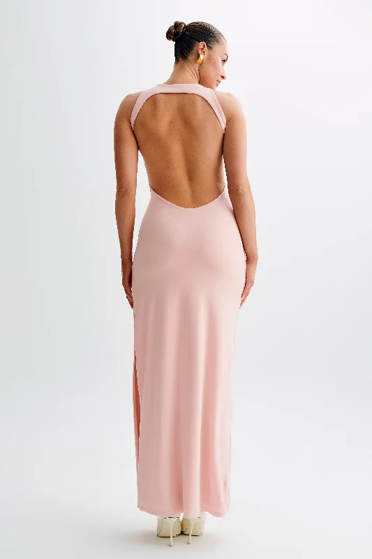 "Buy One, Get One 50% Off on Women's Dresses - Don't Miss Out!"Louise Slinky Backless Maxi Dress - Pale Pink