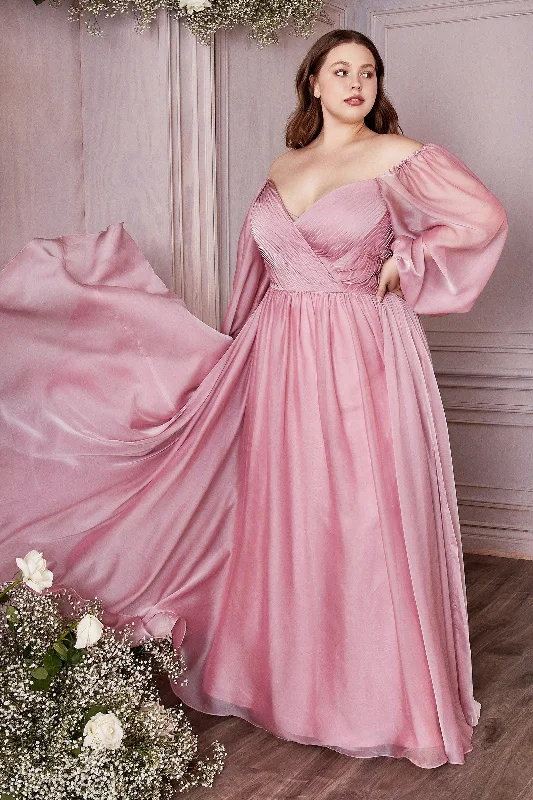 "Affordable plus size women's summer dresses"Cinderella Divine CD243C Off Shoulder Long A Line Formal Prom Dress "Affordable plus size women's summer dresses"Cinderella Divine CD243C Off Shoulder Long A Line Formal Prom Dress
