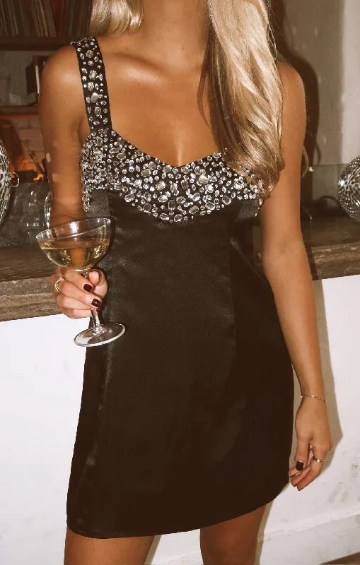 "Smart casual dresses for women for work - to - weekend transitions"Pamela Mini Dress ~ Black with Jewels "Smart casual dresses for women for work - to - weekend transitions"Pamela Mini Dress ~ Black with Jewels