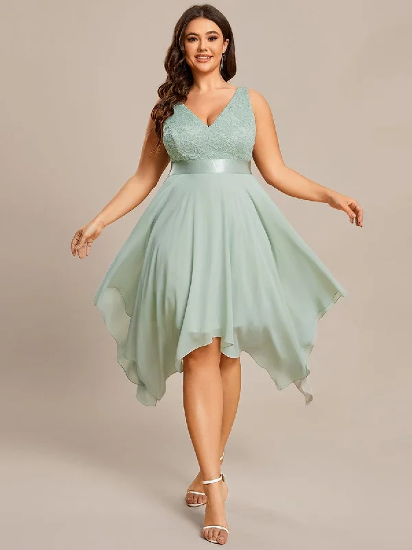 "Wrap dresses for women for an adjustable fit"Plus Size Stunning V Neck Prom Lace Dress for Women "Wrap dresses for women for an adjustable fit"Plus Size Stunning V Neck Prom Lace Dress for Women