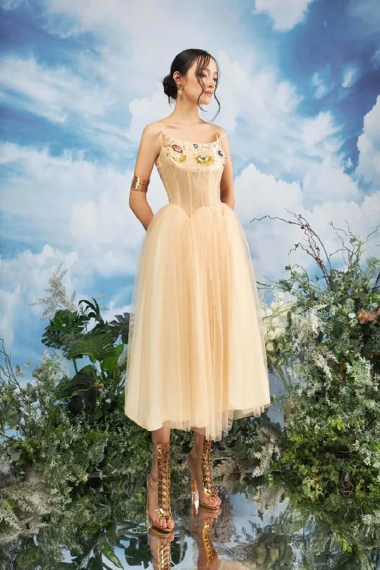 "Elegant wedding guest dresses for women under $100"Rifleman Strapless Scoop Neck Taffeta Midi Dress